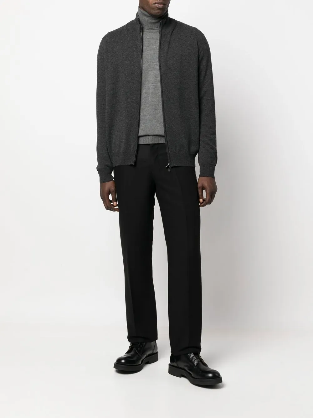 Corneliani ジップアップ リブニットセーター 