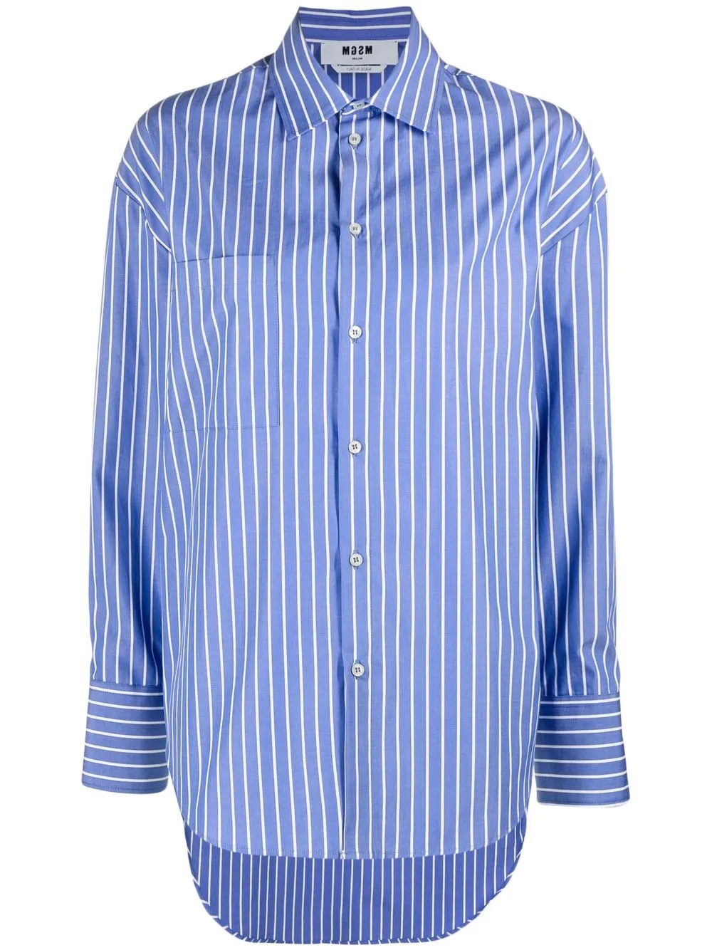 

MSGM logo-print striped shirt - Blue