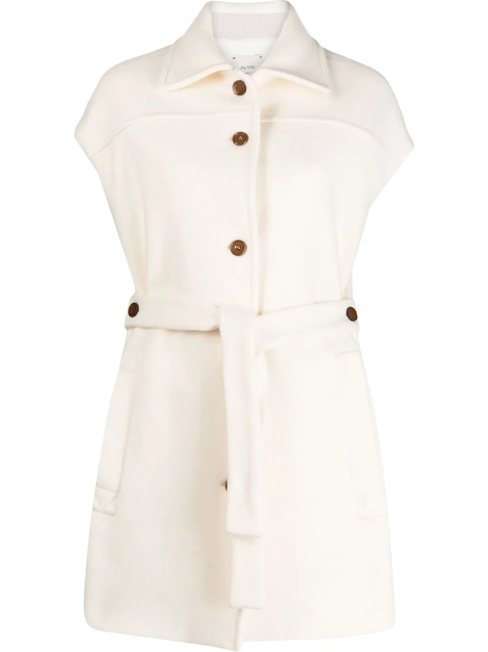 

Alysi cap-sleeve belted coat - White