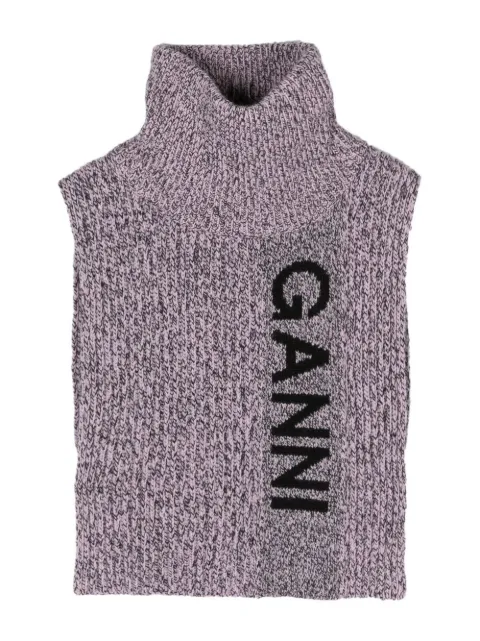 GANNI intarsia-knit logo collar