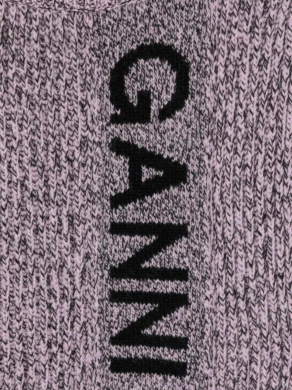 Ganni Purple Intarsia Logo Ribbed Knit Bib Collar In Rosa