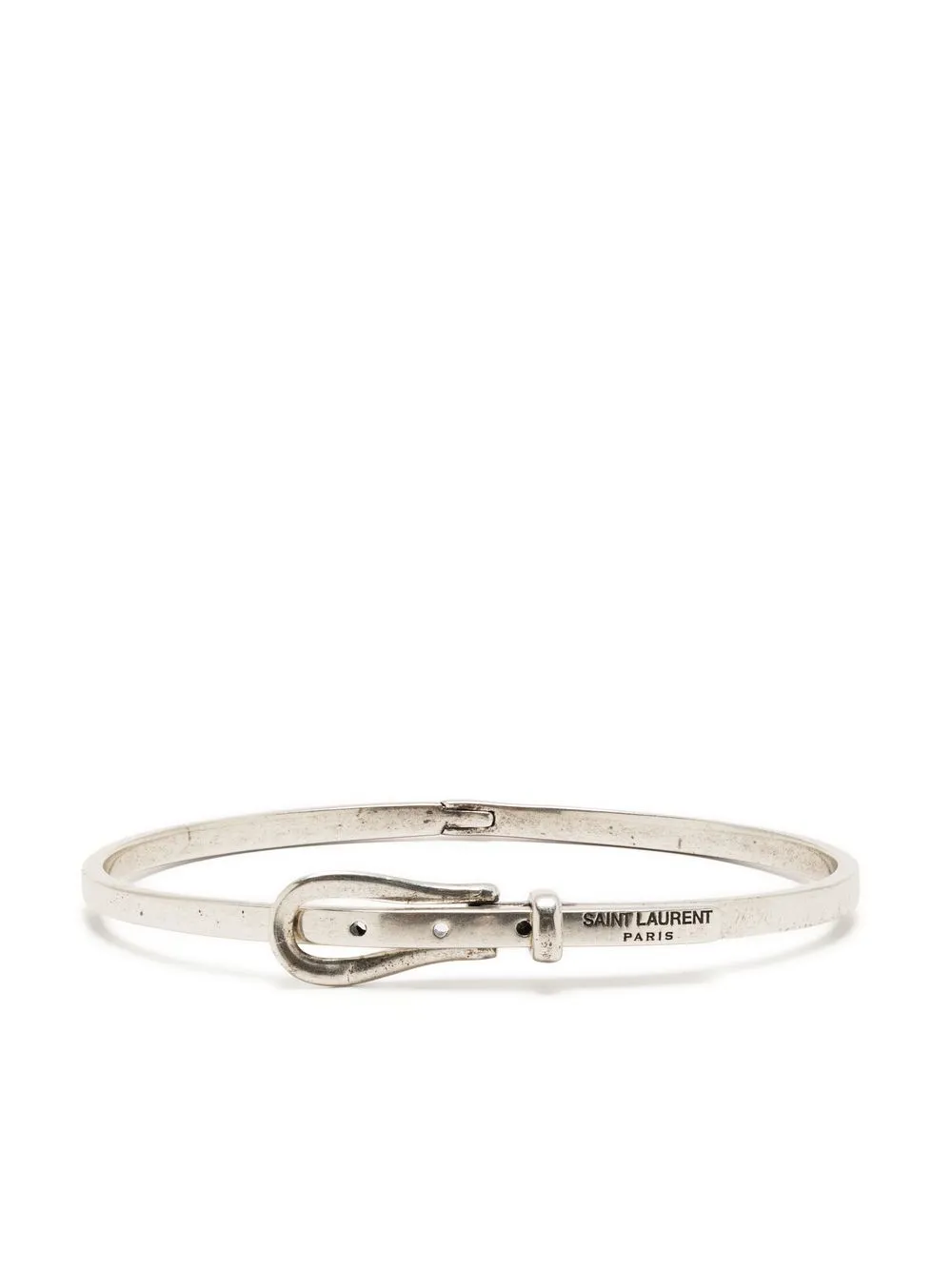 

Saint Laurent Thin Belt logo-engraved bracelet - Silver
