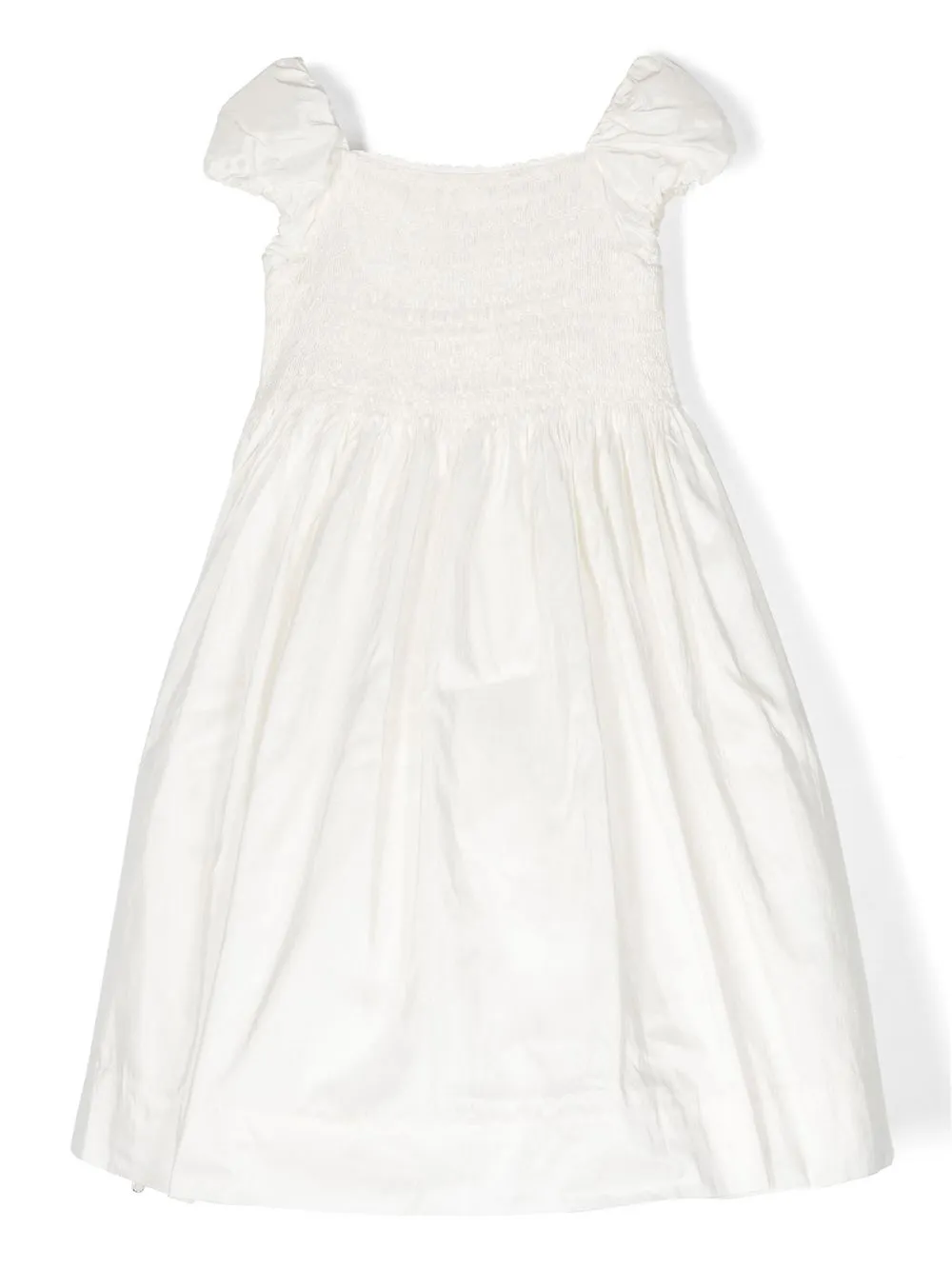 Ralph Lauren Kids smocked-waist cap-sleeve dress - White