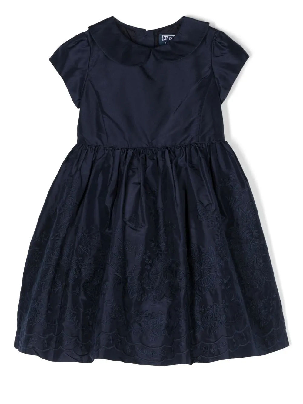 

Ralph Lauren Kids floral embroidered mulberry silk dress - Blue