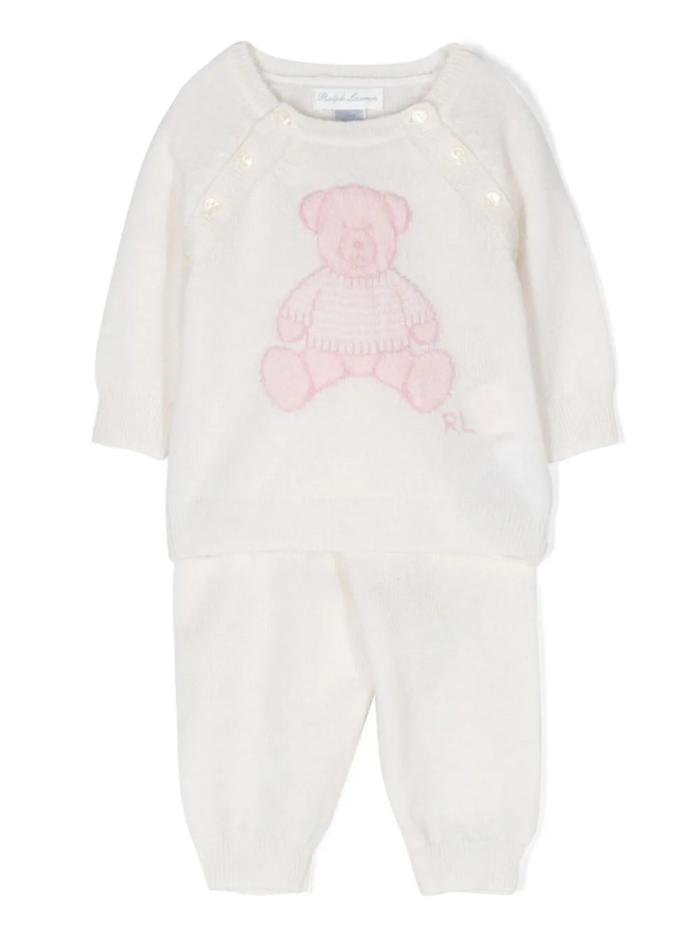 

Ralph Lauren Kids teddy bear intarsia-knit cashmere set - 001 LT PINK