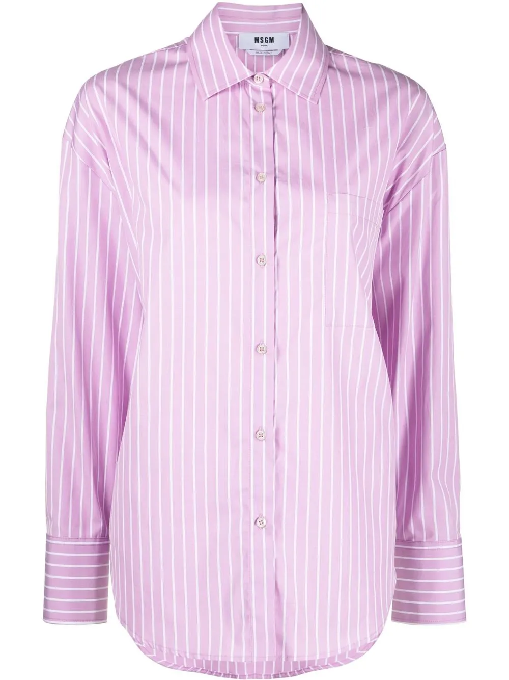 

MSGM camisa con rayas estampadas y logo - Rosado