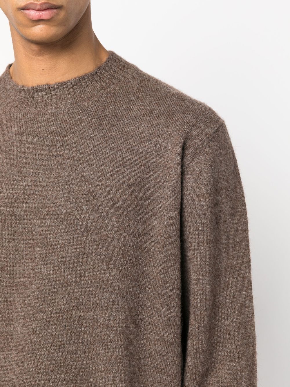 Shop Maison Margiela Crew-neck Alpaca-blend Jumper In 褐色