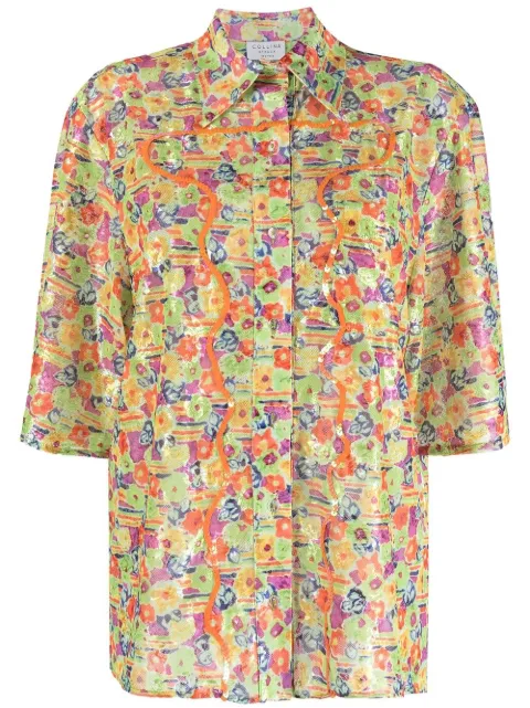 Collina Strada floral-print sequin-detail shirt