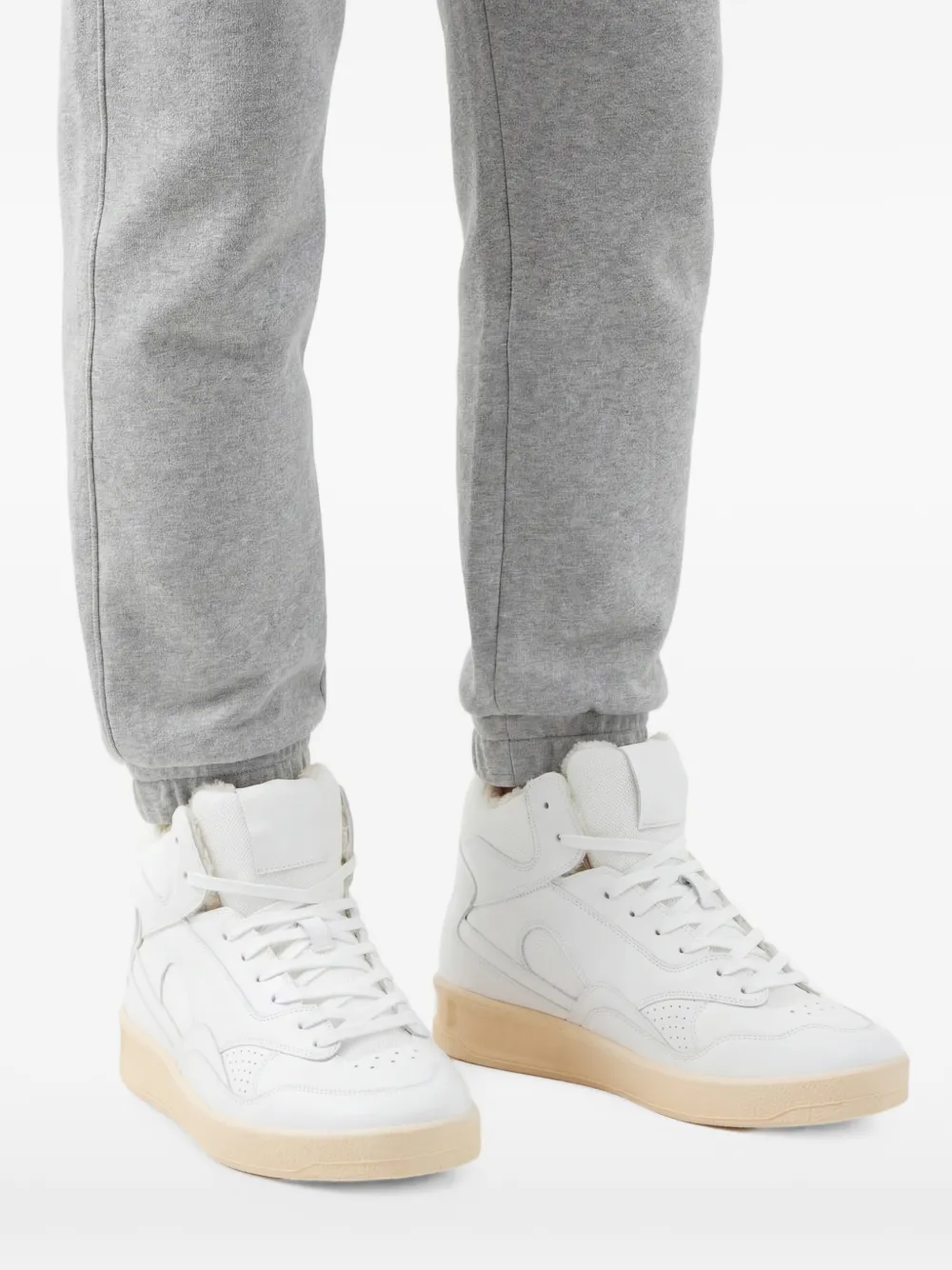  Jil Sander High Top Sneakers Mit Gummisohle   Weiß 