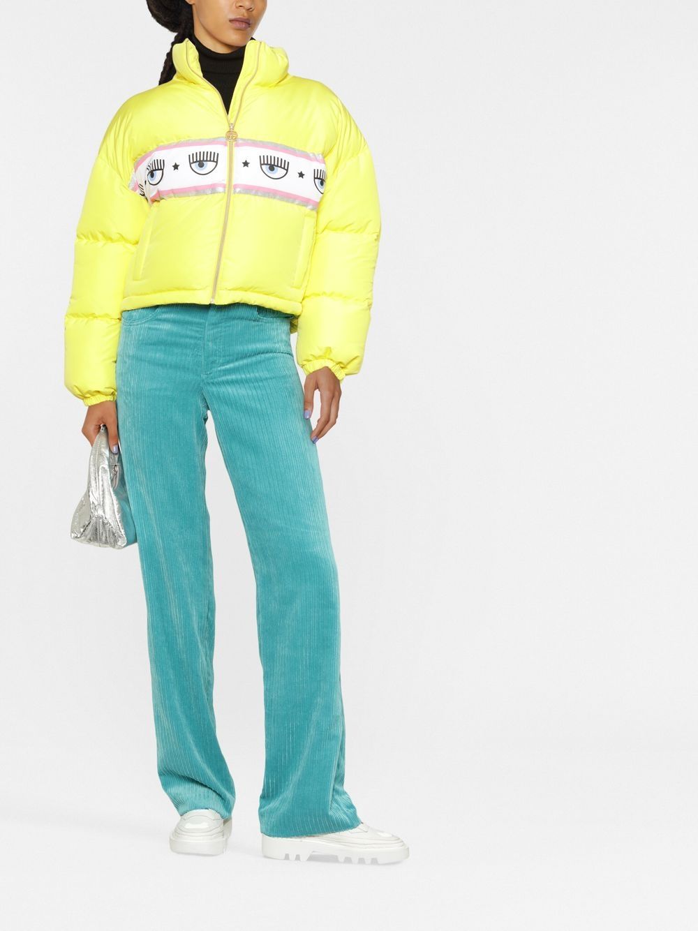 Shop Chiara Ferragni Logo-print Puffer Jacket In Yellow