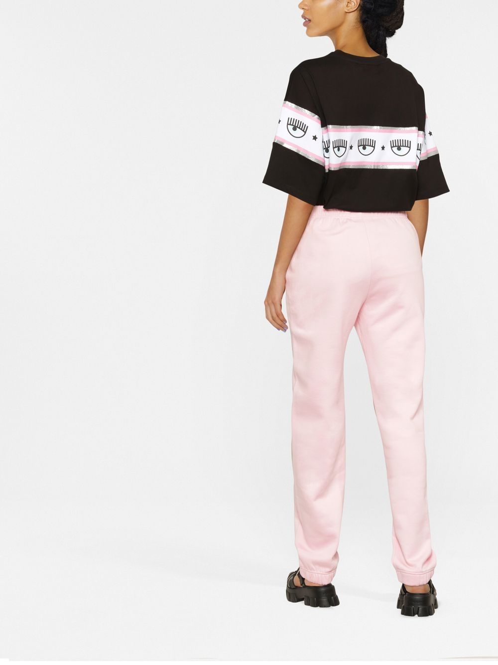 Shop Chiara Ferragni Eye Star Cotton Track Pants In Pink