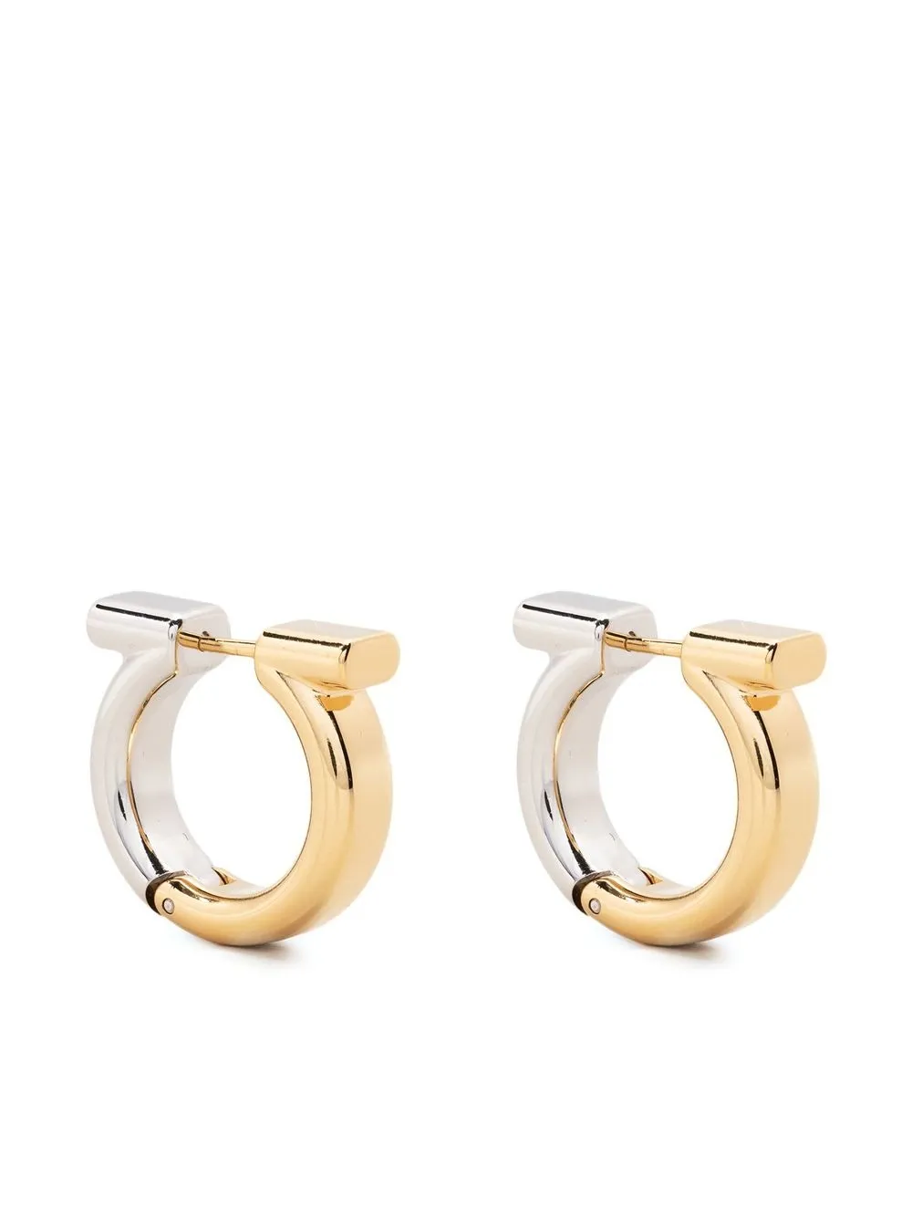 

Salvatore Ferragamo arracadas con logo en contraste - Dorado