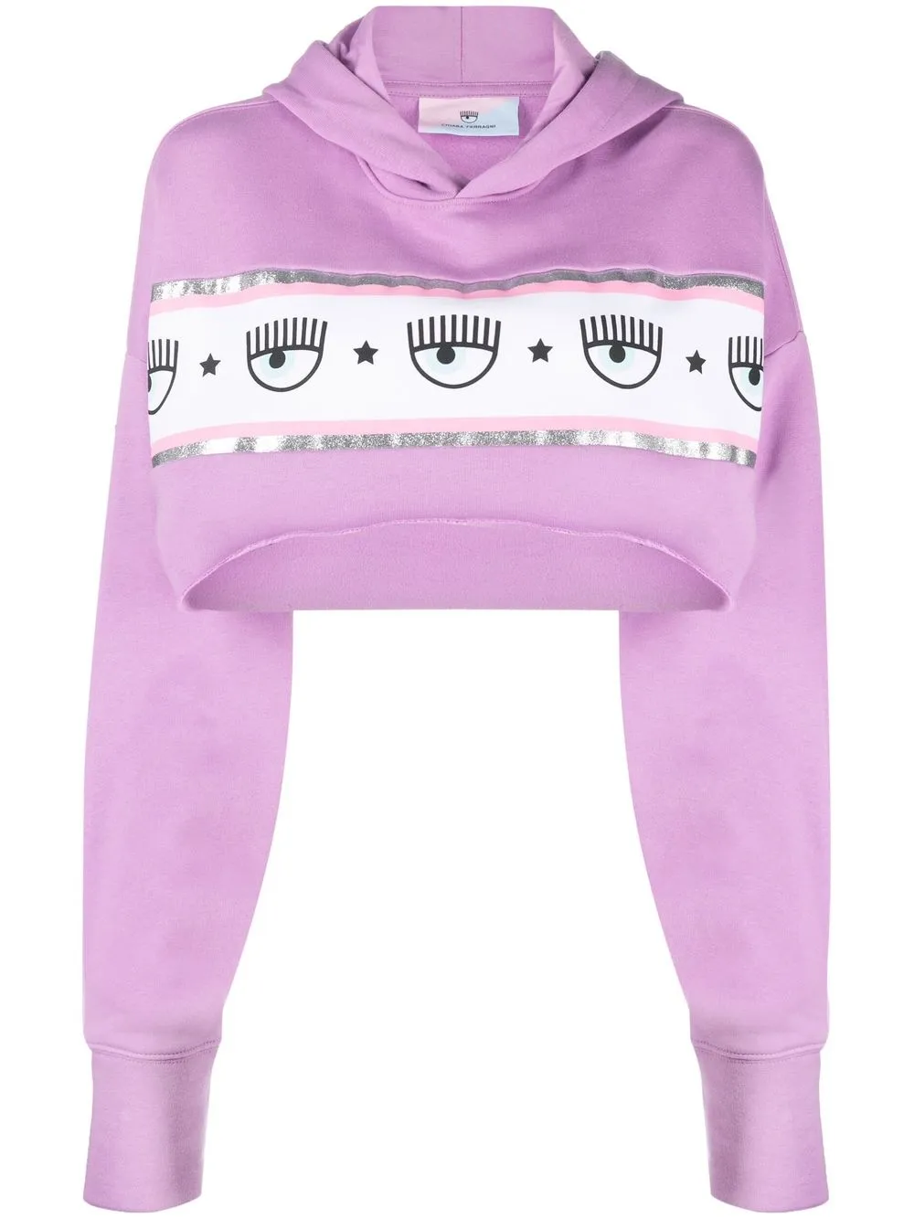 

Chiara Ferragni motif-print cropped hoodie - Purple