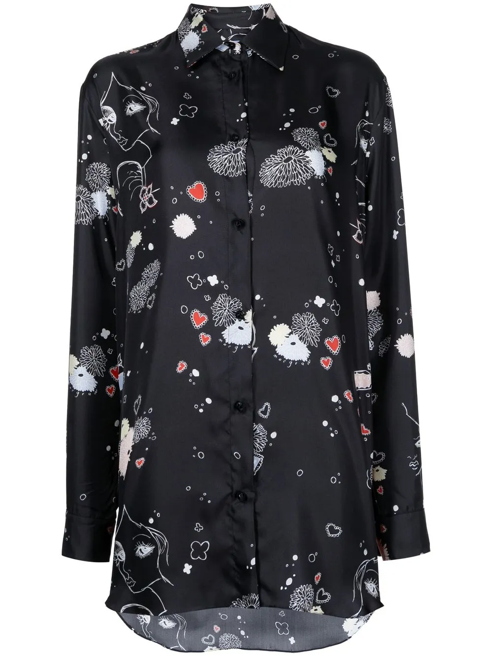 

Macgraw camisa de seda oversize manga larga - Negro