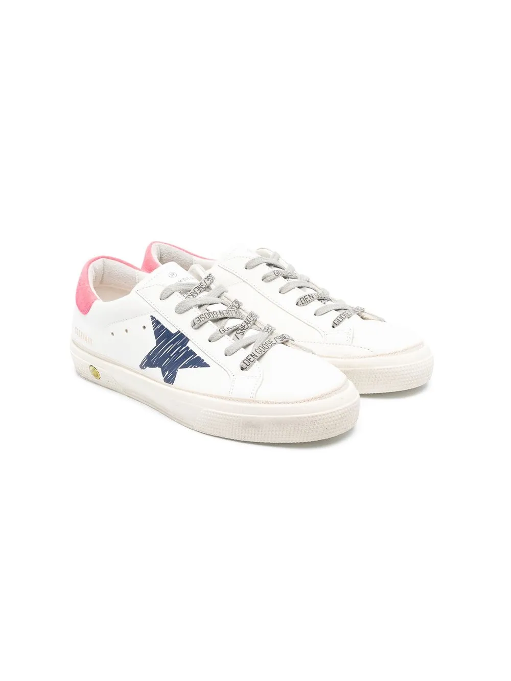 

Golden Goose Kids tenis con agujetas y parche de estrella - Blanco