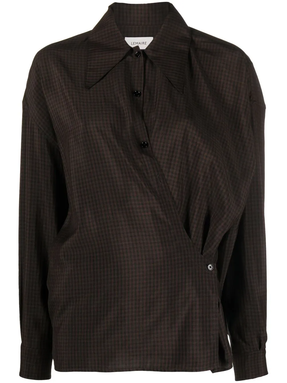 

Lemaire check-print twisted shirt - Brown