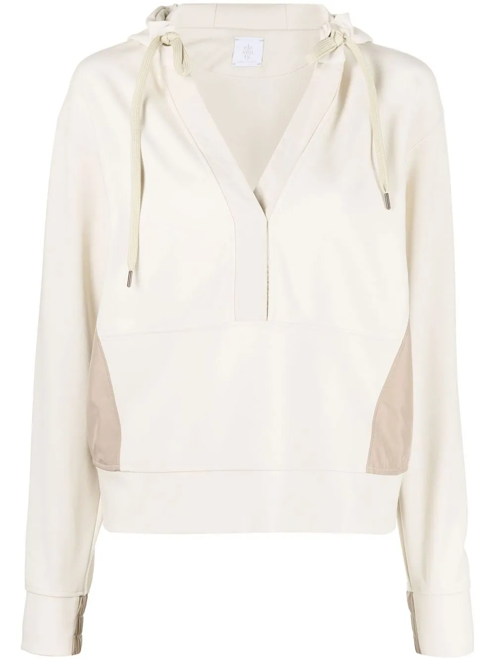 

Eleventy contrast-trimmed fleece hoodie - Neutrals