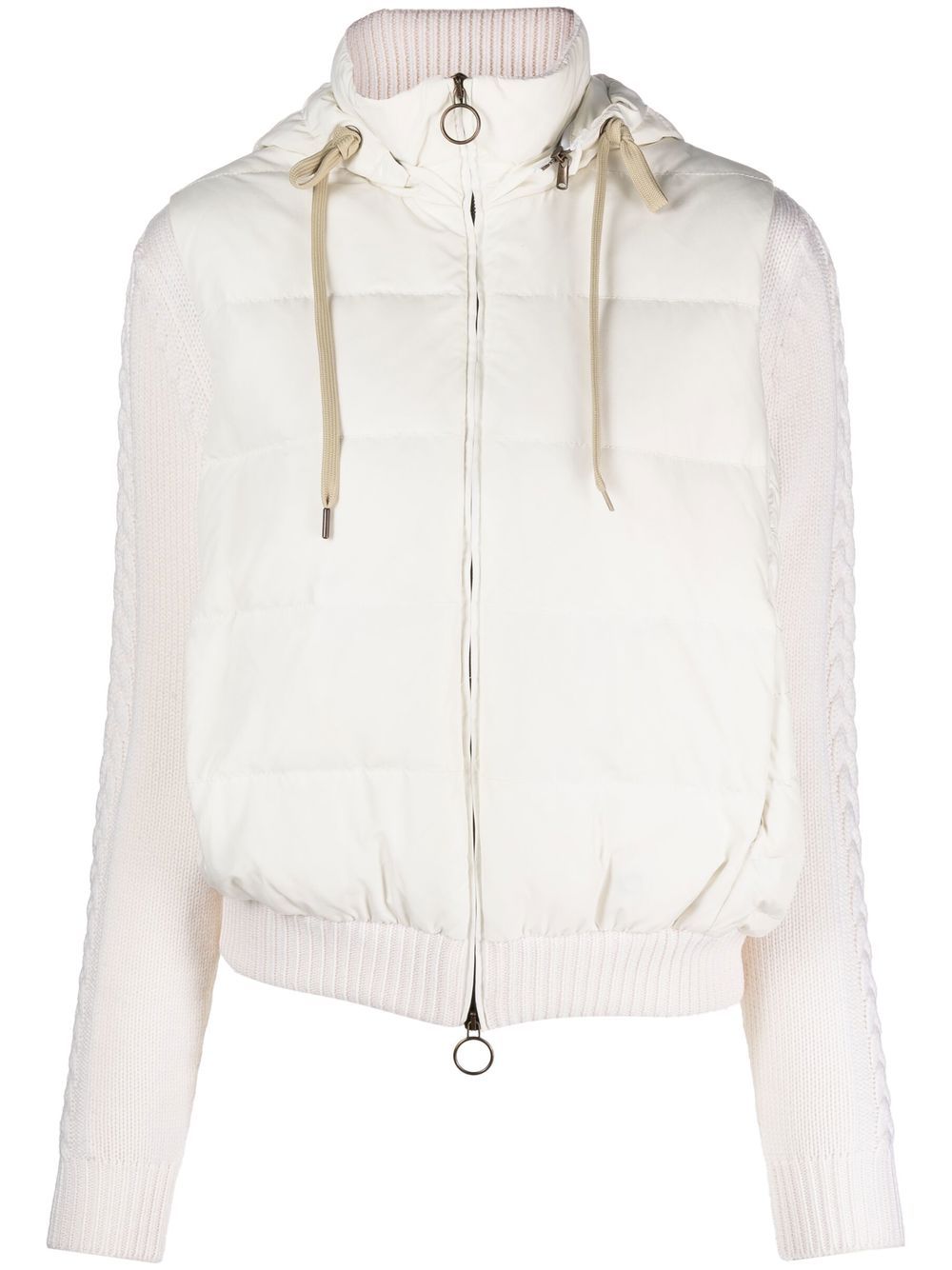 Eleventy Ribbed-knit Puffer Jacket In Neutrals | ModeSens