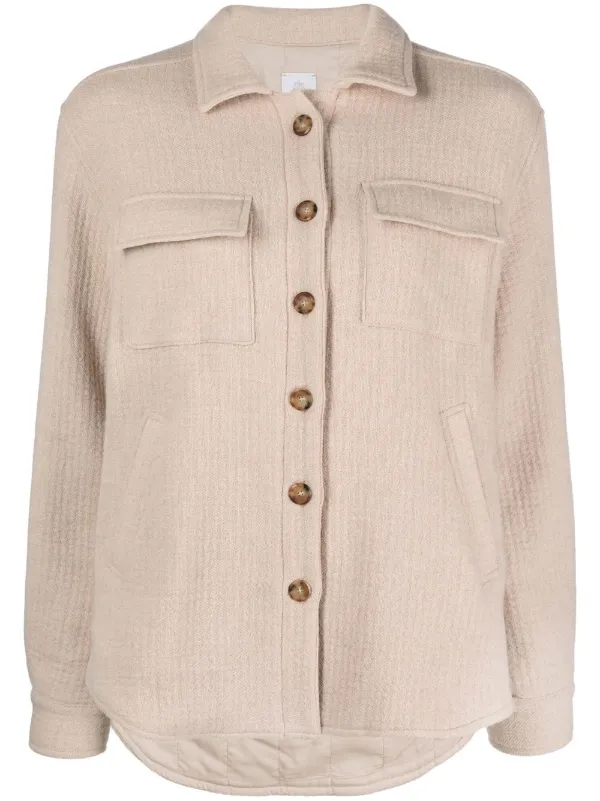 Eleventy Wool Textured Long-sleeve Shirt in Neutrals