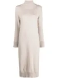 Eleventy funnel-neck knitted midi dress - Neutrals