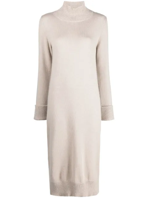 Eleventy funnel-neck knitted midi dress