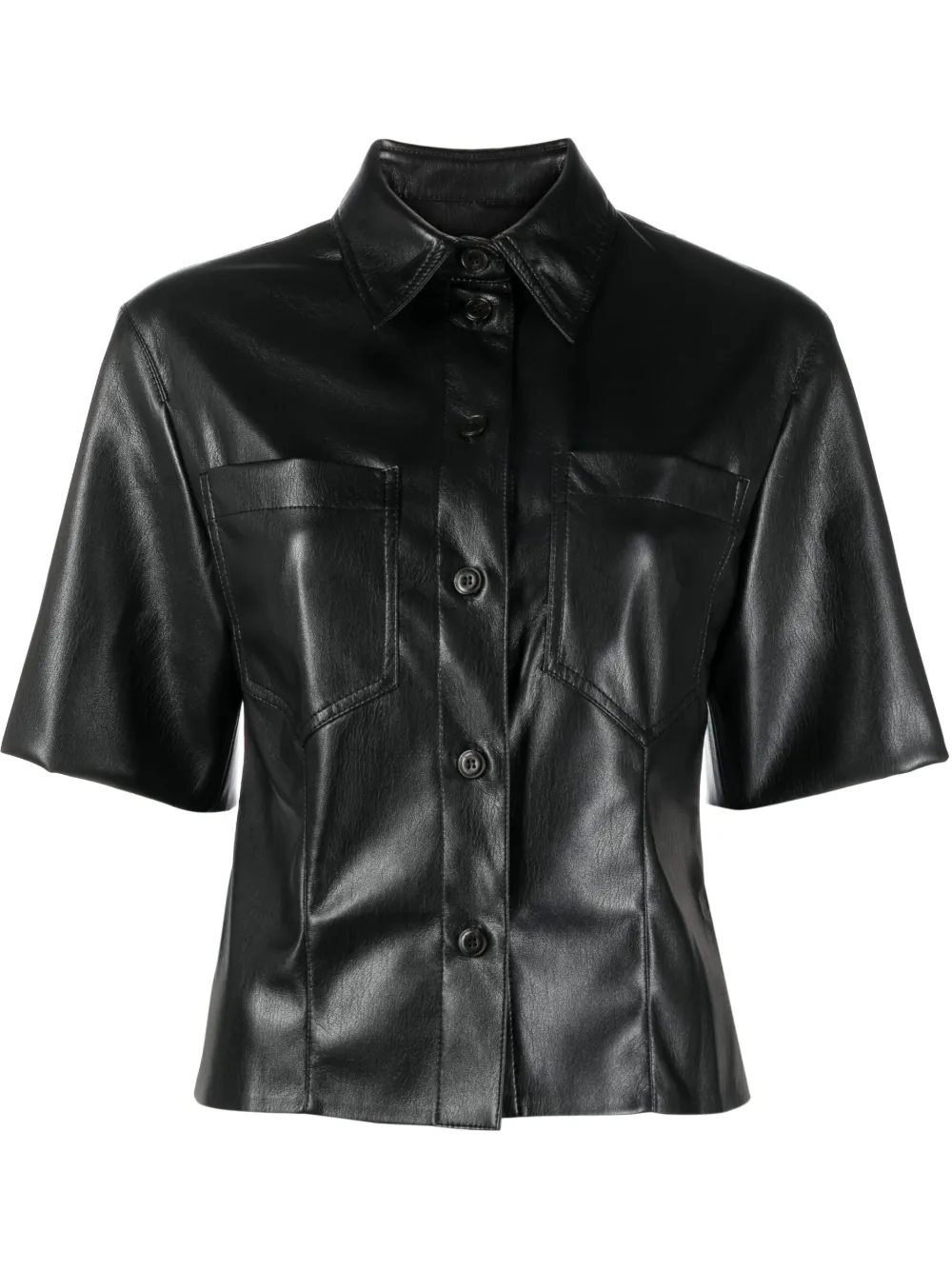 Nanushka Faux-leather Shirt In Black