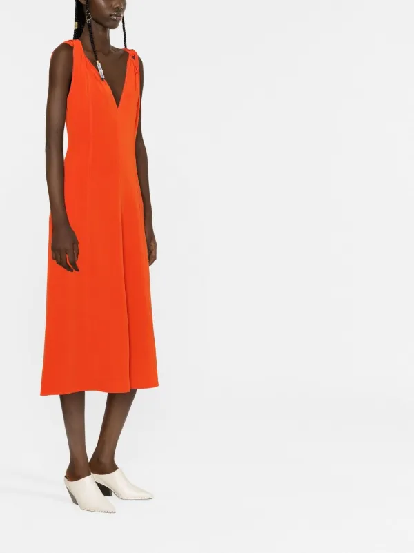 Victoria Beckham twist-shoulder fit-and-flare Dress | Orange | FARFETCH GE Victoria Beckham twist-shoulder fit-and-flare Dress | Orange | FARFETCH GE