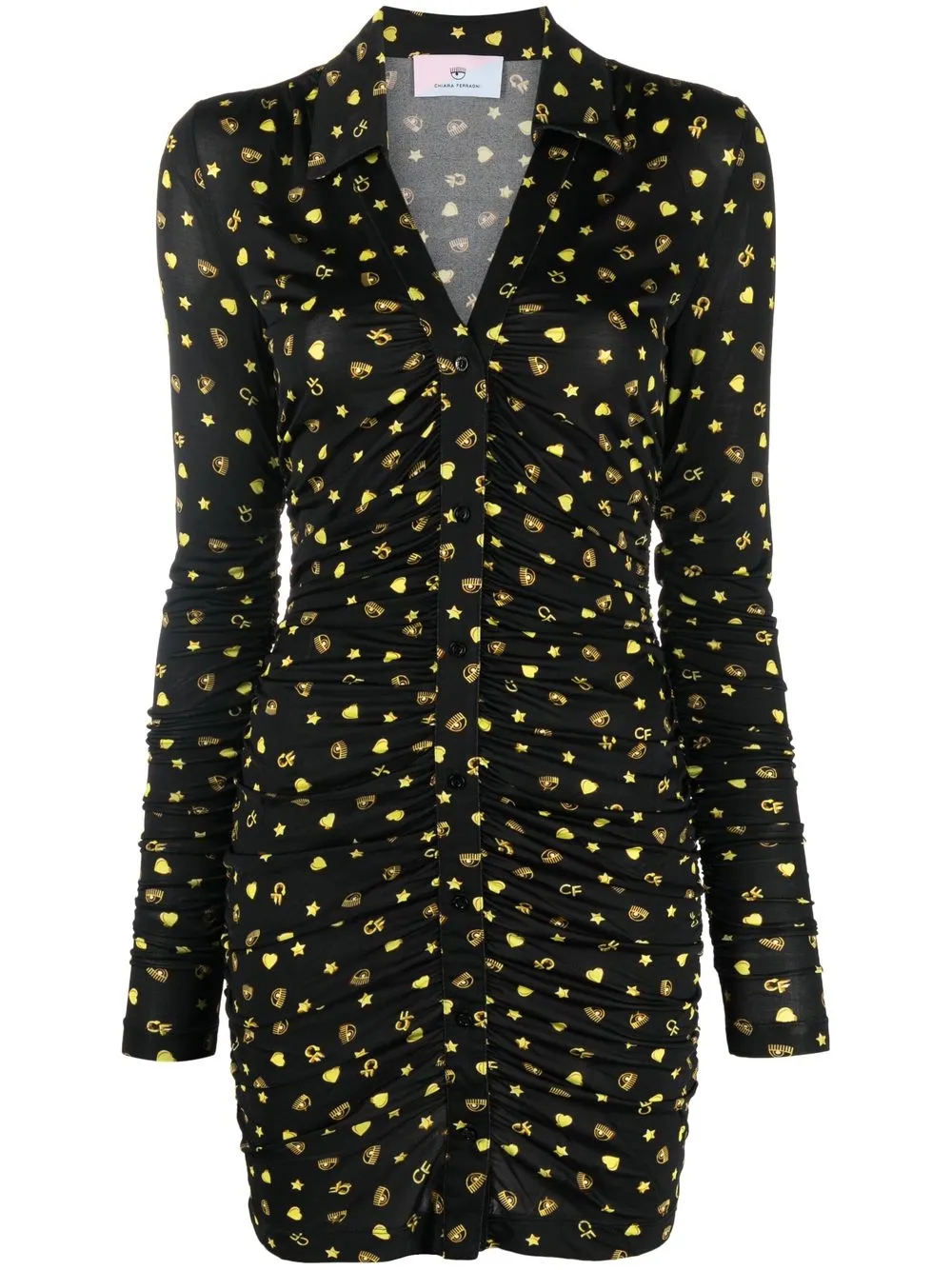 

Chiara Ferragni motif-print long-sleeve dress - Black