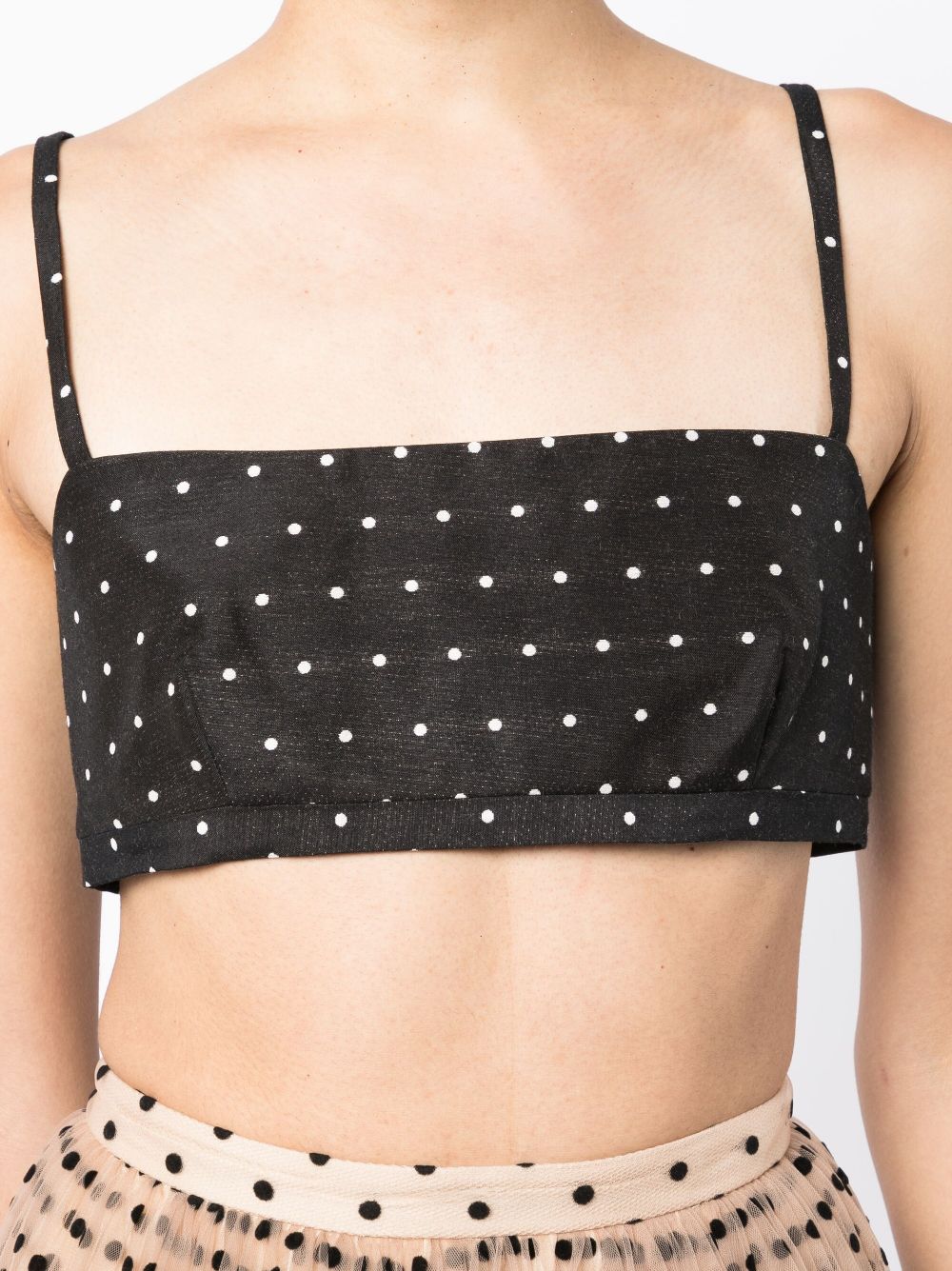 Shop Macgraw Abbey Polka-dot Cropped Top In Black