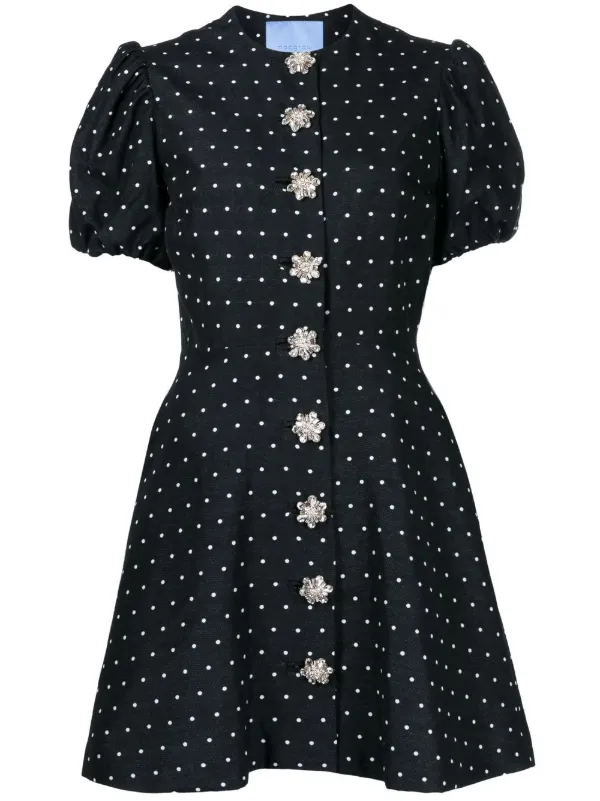 Macgraw Sorbet polka-dot Embroidered Dress | Black | FARFETCH GH