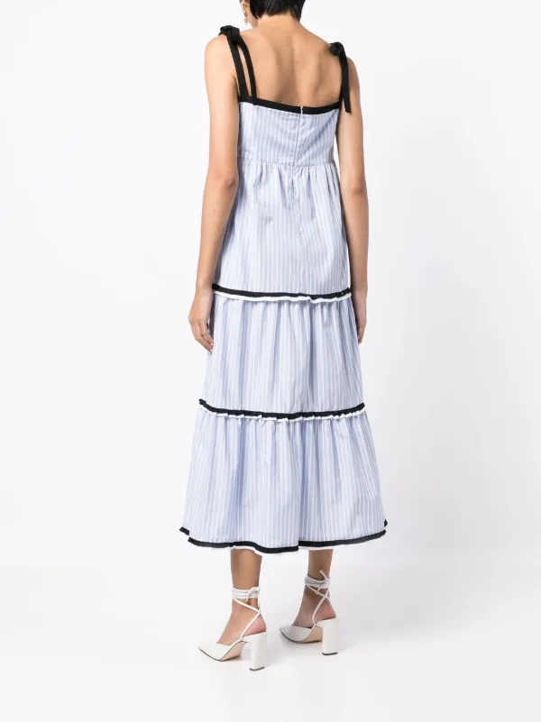 h&m midi dresses H&M Black Smocked Strapless Ruffle Square Neck A Line Midi Dress Size XXL