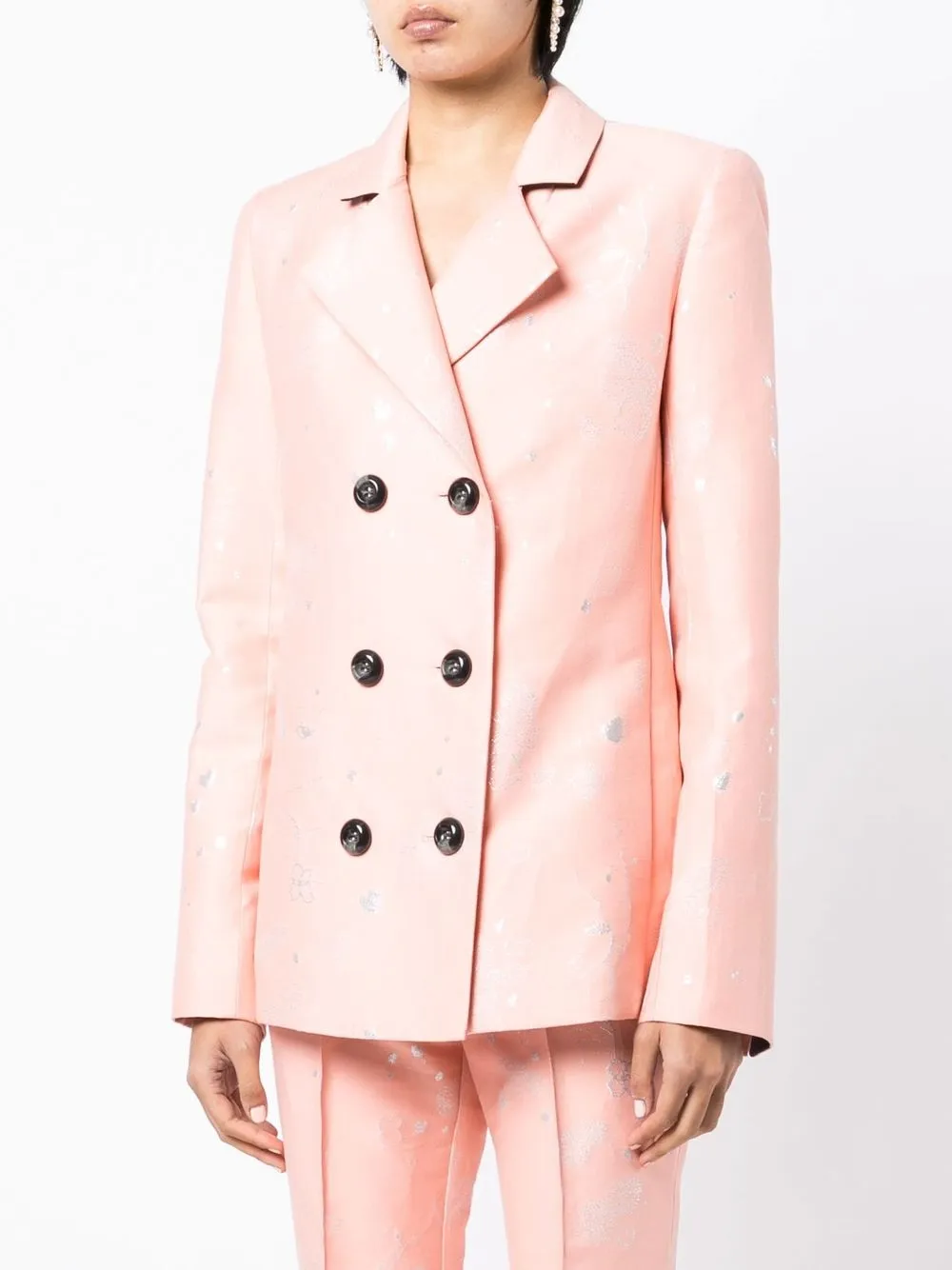 Macgraw Stereotype Jacquard Double-breasted Blazer In Pink