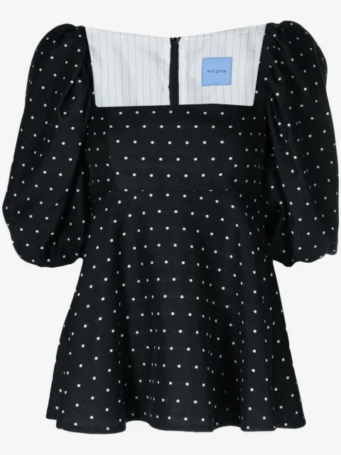 Macgraw Vienna polka-dot puff blouse