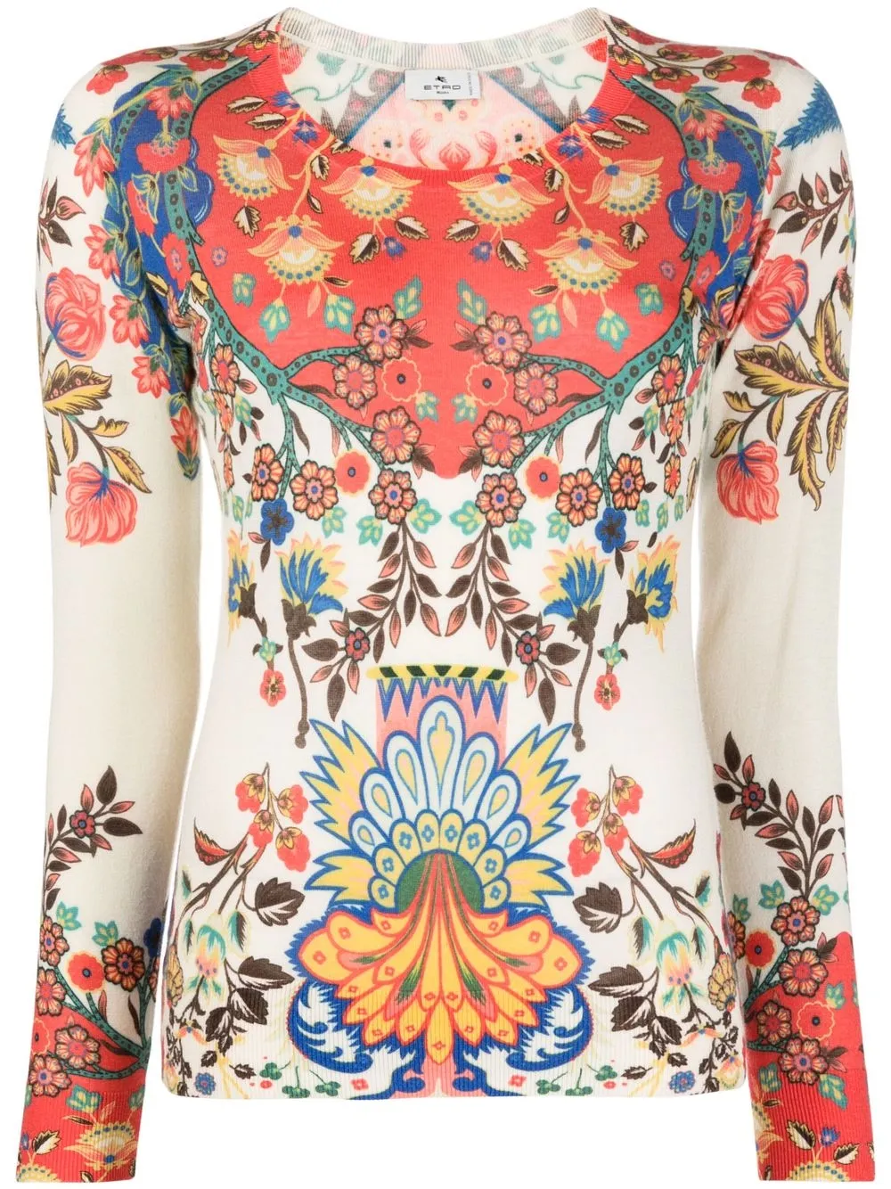 

ETRO floral-print fine-knit jumper - Neutrals