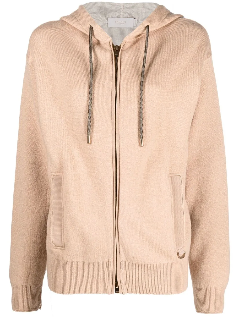 

Agnona hoodie de tejido fino con cierre - Marrón