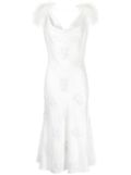 16Arlington feather-detail midi dress - White