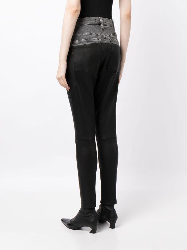 AMIRI leather-panelled Skinny Jeans - Farfetch