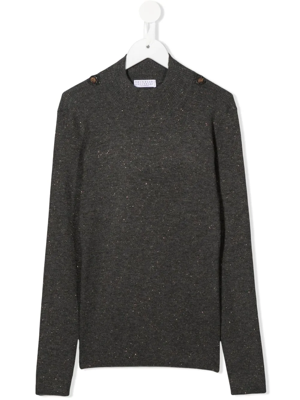 

Brunello Cucinelli Kids suéter tejido con cuello falso - Gris