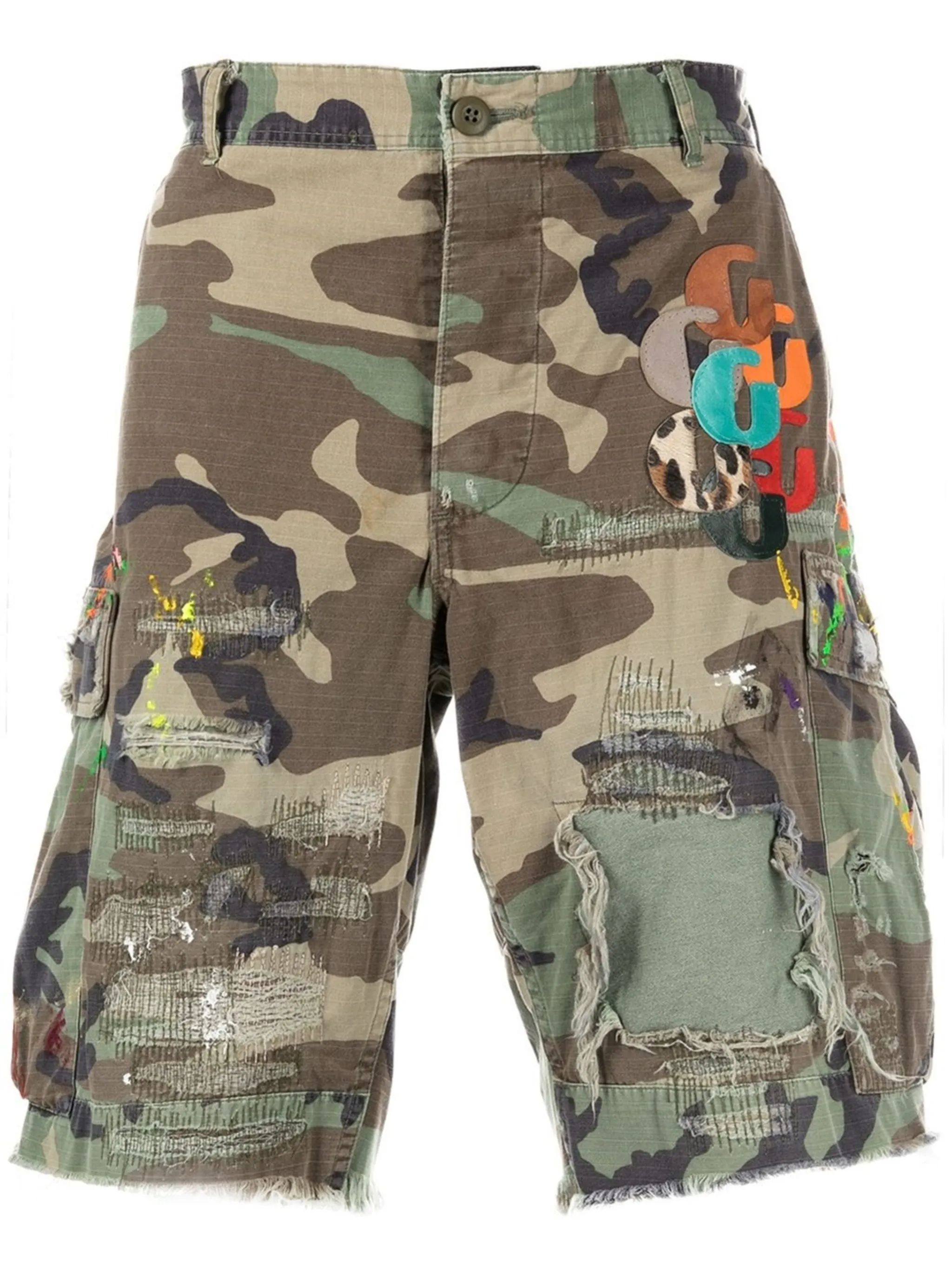 distressed camouflageprint cargo shorts GALLERY DEPT.