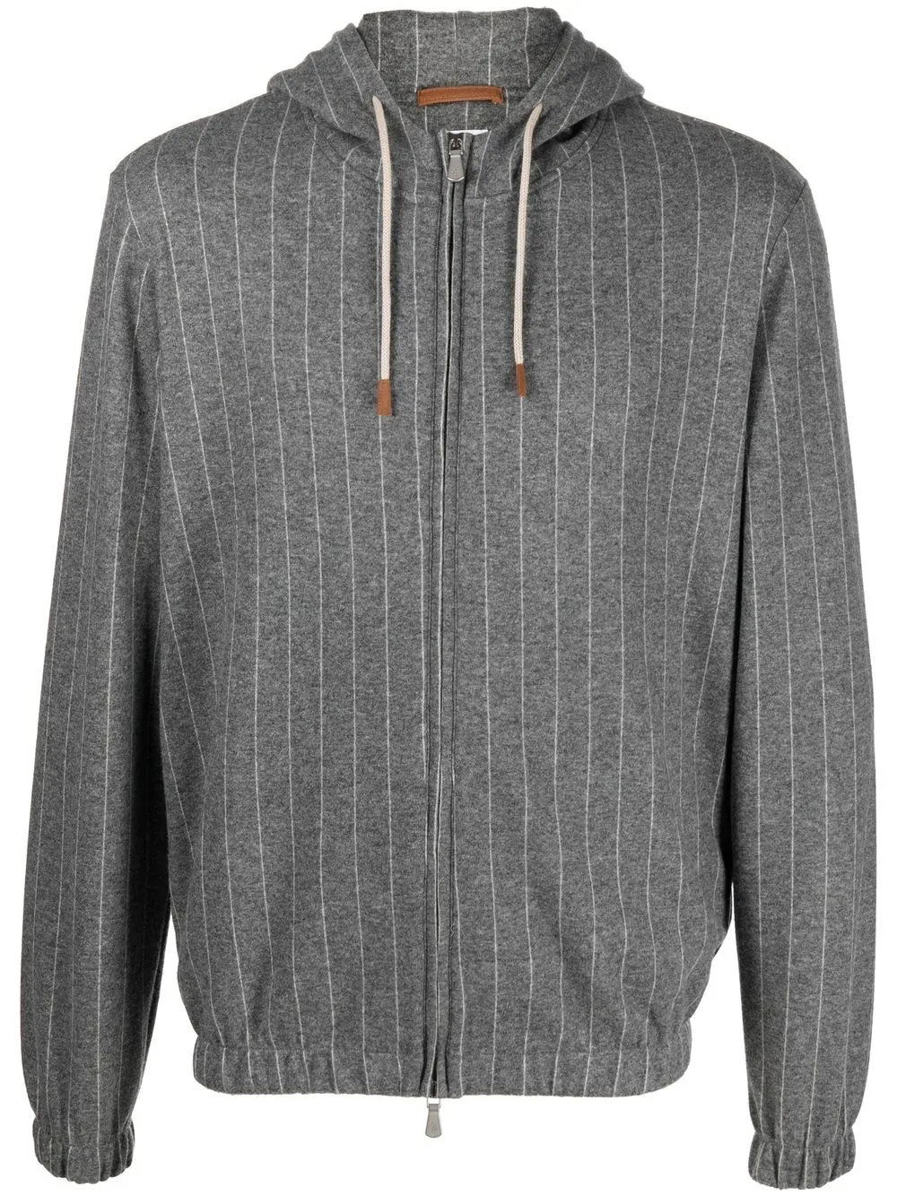 

Eleventy stripe-print zip-up hoodie - Grey