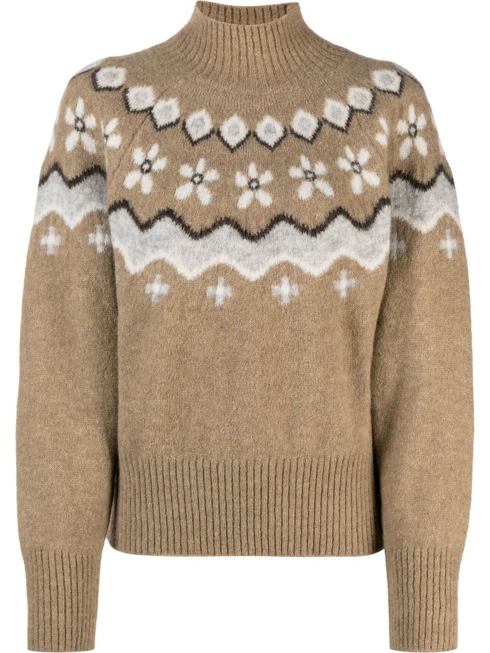 SANDRO Turtle Neck Jacquard Jumper - Farfetch