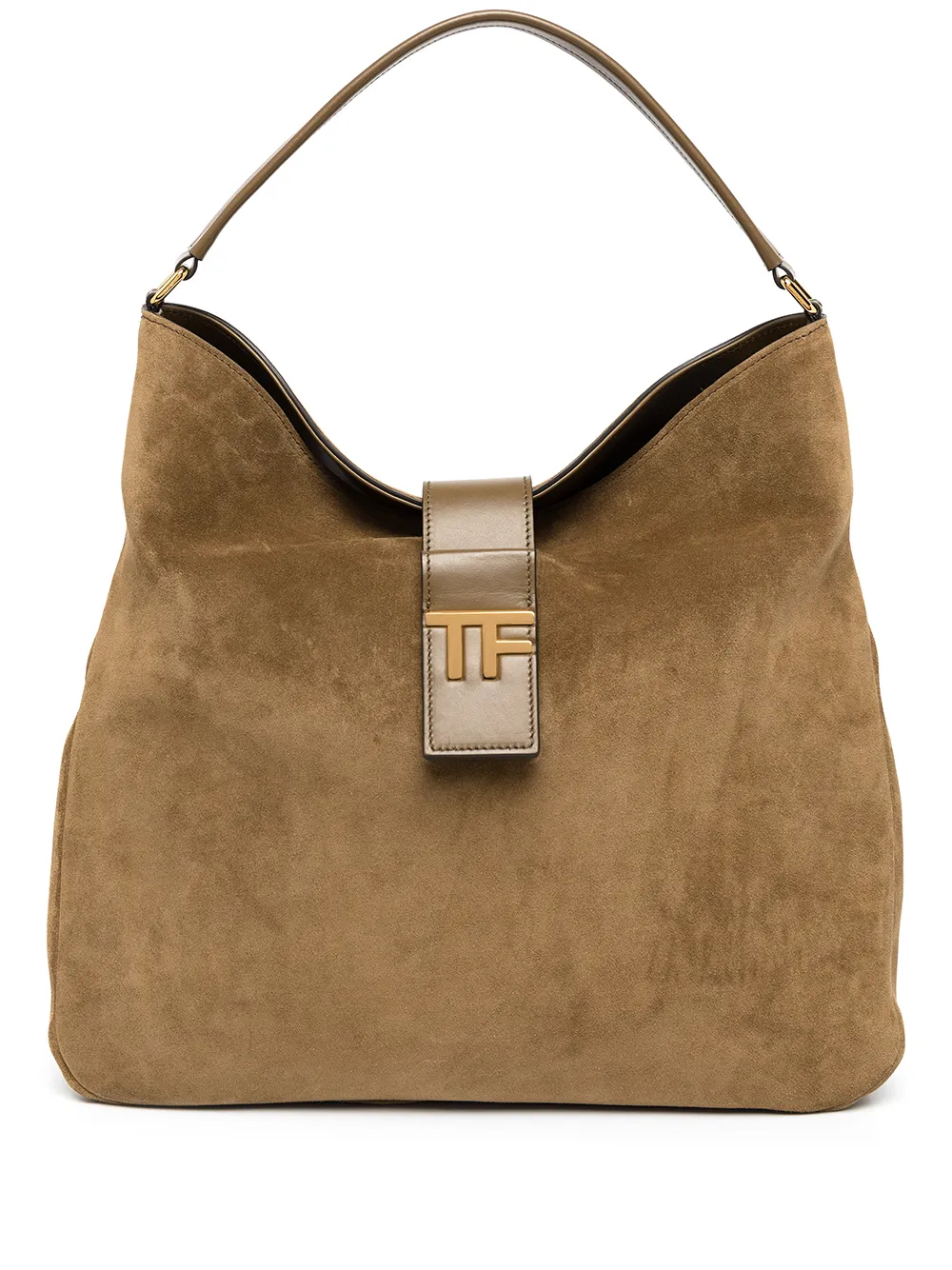 

TOM FORD logo-plaque suede tote bag - Brown