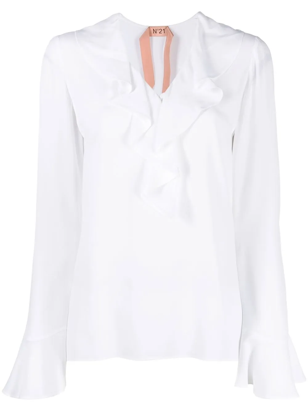 

Nº21 ruffle-detail top - White