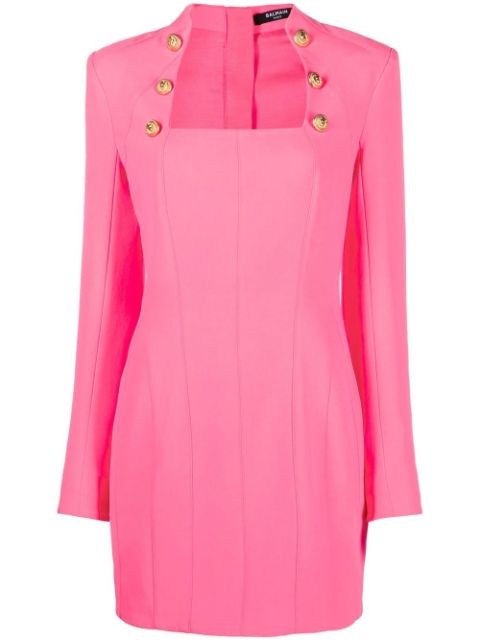 Balmain square-neck long-sleeve dress Women