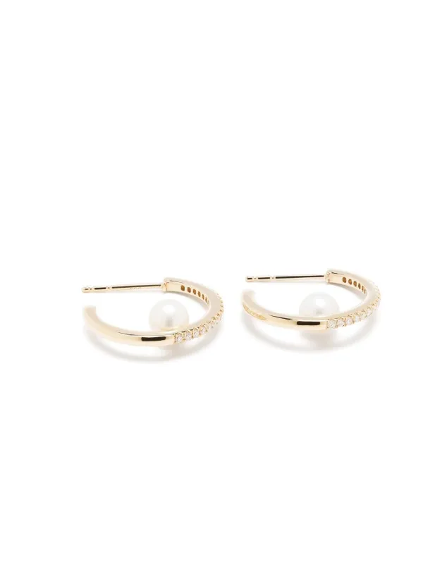 Mizuki パール＆ダイヤモンド フープピアス 14Kイエローゴールド