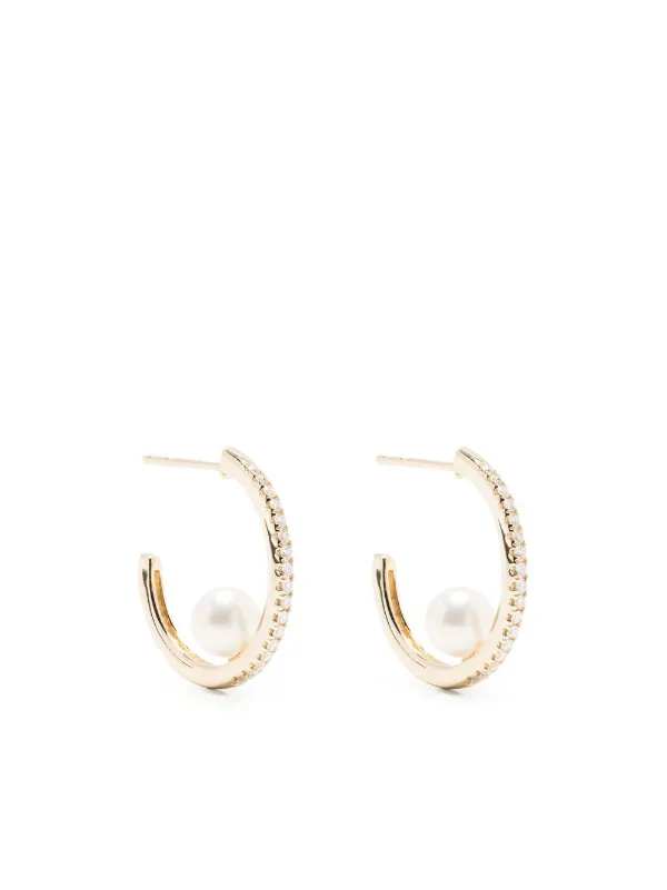 Mizuki パール＆ダイヤモンド フープピアス 14Kイエローゴールド