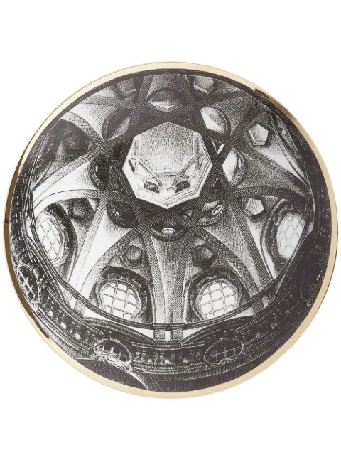 Fornasetti glazed graphic-print plate