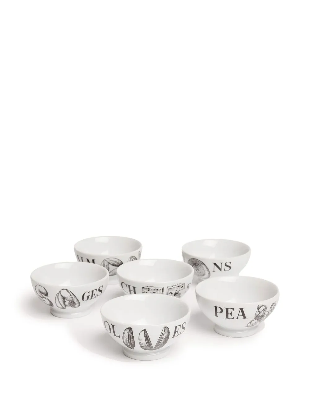  Fornasetti Set Aus Sechs Schalen   Weiß 