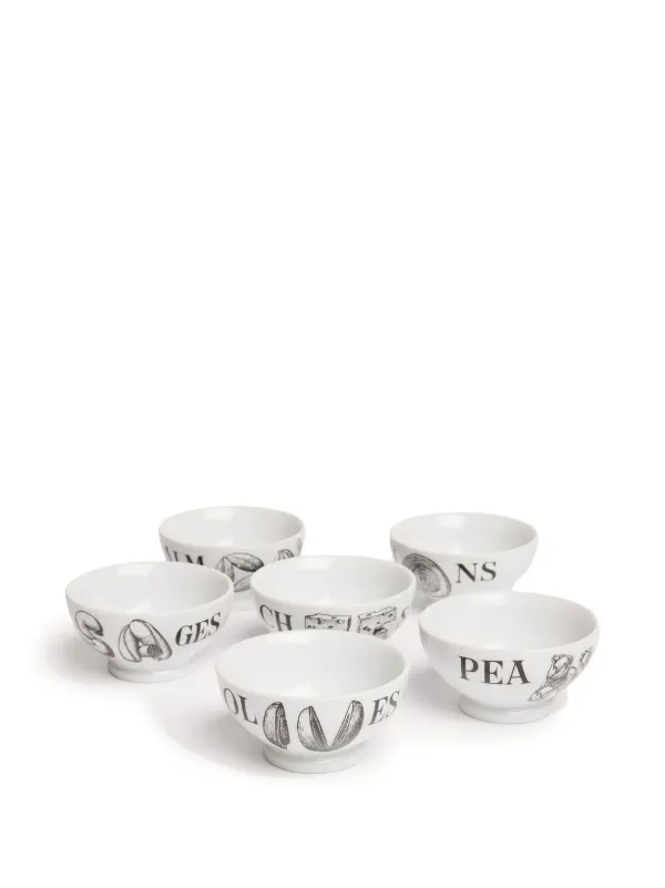 Fornasetti Set Of Six Bowls | White | FARFETCH HK