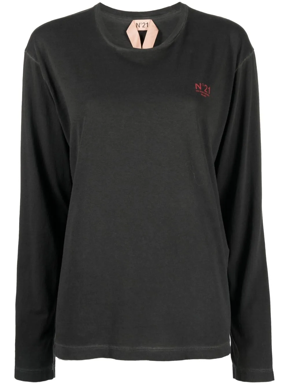 

Nº21 logo-print long-sleeve top - Grey